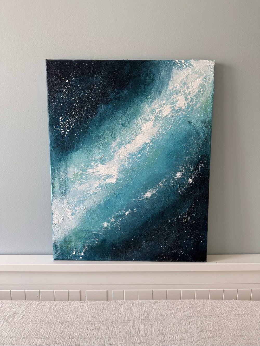 Modern Teal and Navy Abstract Canvas Wall Art